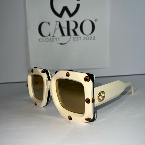 🤩GUCCI AUTHENTIC HOLLYWOOD FOREVER IVORY BLACK SUNGLASSES GG0481🤩 - Picture 2 of 5